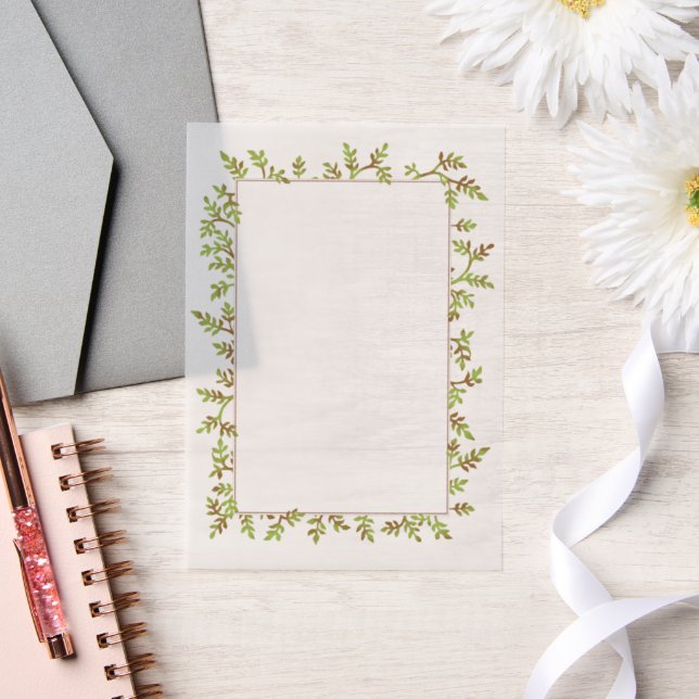 Invitations En Vélin Aquarelle Vine Jolie photo ou cadre texte (Mariage)