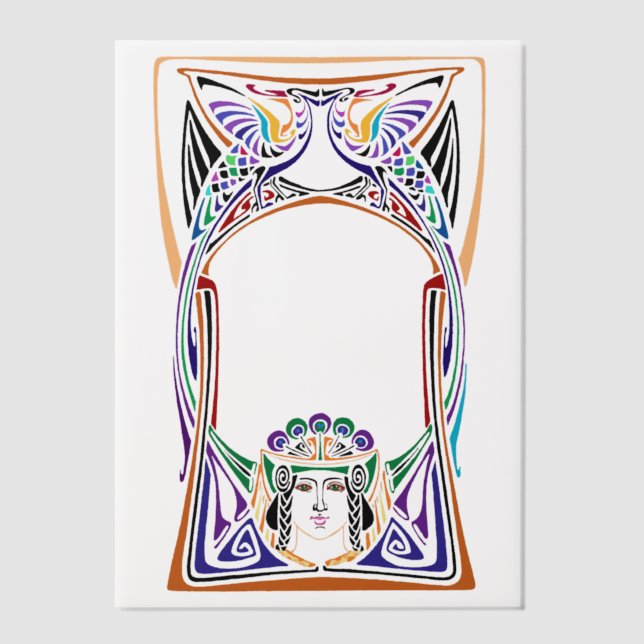 Invitations En Vélin Art Nouveau Peacock lady (Recto)