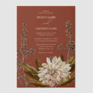 Invitations En Vélin Automne Floral Terracotta Mariage de automne d'aqu