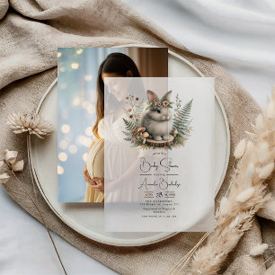 Invitations En Vélin Baby Shower Bohème Chic Lapin de la Forêt