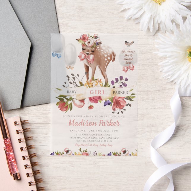 Invitations En Vélin Baby shower de cerfs floral (Mariage)