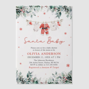 Invitations En Vélin Baby shower de garde-robe de Noël Red Père Noël