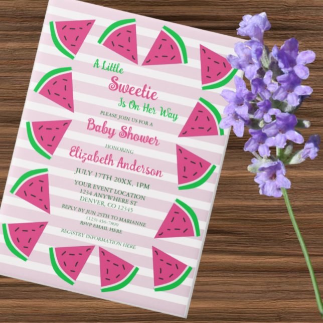 Invitations En Vélin Baby shower de pastèque doux (Créateur téléchargé)