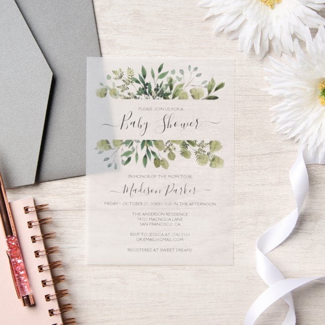 Invitations En Vélin Baby shower verdoyant (Mariage)