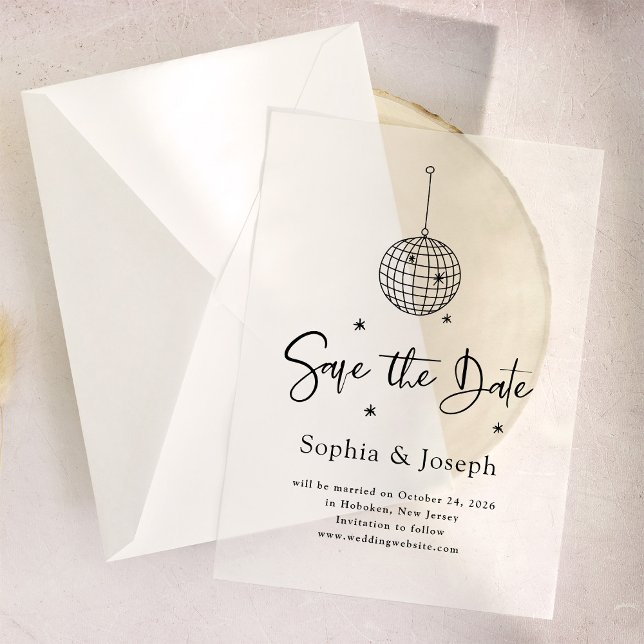 Invitations En Vélin Bal Disco Élégant | "Save the date" pour mariage (Créateur téléchargé)