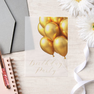 Invitations En Vélin Ballons d'or de fête d'anniversaire