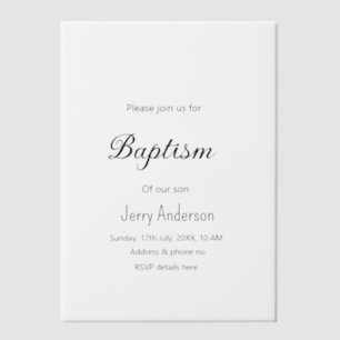 Invitations En Vélin Baptême catholique enfants moderne simple QR minim