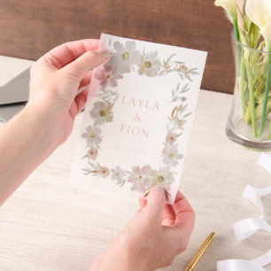 Invitations En Vélin Belle aquarelle cadre de fleurs