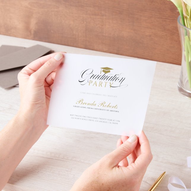 Invitations En Vélin Black Calligraphy Custom Photo (Ordinateur de poche)