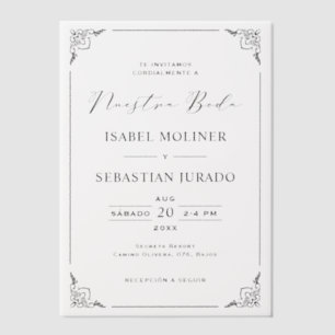 Invitations En Vélin Black Frame Motif Nuestra Boda Mariage espagnol