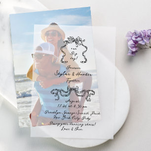 Invitations En Vélin Boho Doodle manuscrit rétro Mariage noir
