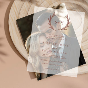 Invitations En Vélin Boho Moderne Minimaliste Russe Monogramme Mariage