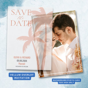 Invitations En Vélin Boho Orange Palm Tree Enregistrer La Date
