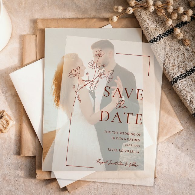 Invitations En Vélin Boho Terracotta Floral Mariage (Créateur téléchargé)