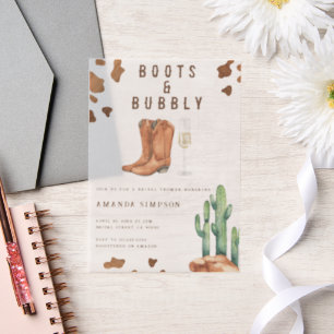 Invitations En Vélin Boots et Bubbly Western Rodeo Fête des mariées