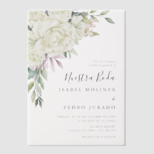 Invitations En Vélin Bouquet de fleurs blanches Nuestra Boda Mariage es