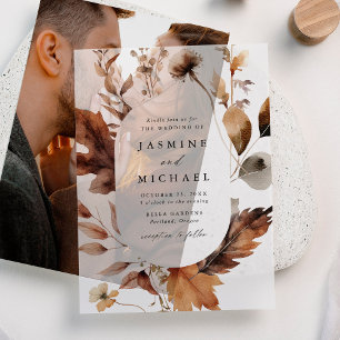Invitations En Vélin Cadre de mariage floral automnal rustique