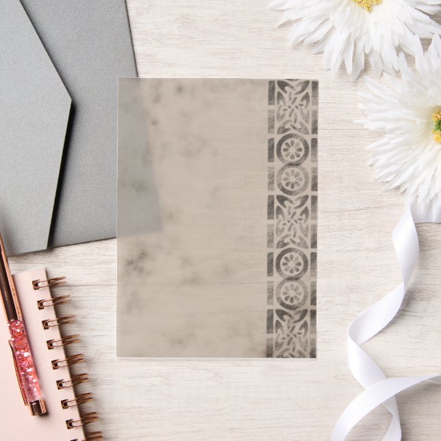 Invitations En Vélin Cadre latéral gris (Mariage)