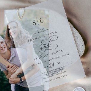 Invitations En Vélin Calligraphie romantique simple classique mariage m