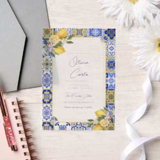 Invitations En Vélin Carrelage méditerranéen italien et Mariage citron