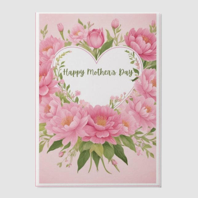 Invitations En Vélin Carte de voeux Fête des mères florales (Recto)