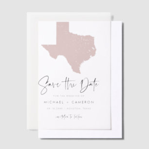 Invitations En Vélin Carte rose pâle Texas Minimaliste Enregistrer la d