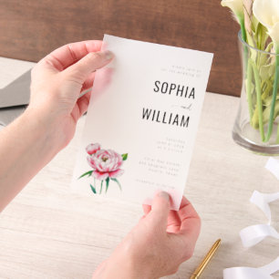 Invitations En Vélin Carton d'invitation de mariage floral rose élégant