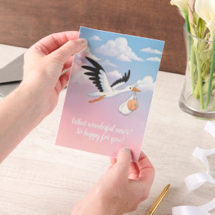 Invitations En Vélin Carton d'invitation pour Baby Shower Thème Cigogne