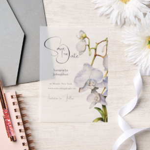 Invitations En Vélin Cascade d'orchidées blanches luxe fleurs tropicale