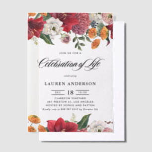 Invitations En Vélin Célébration de la vie avec amaryllis botanique et
