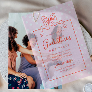 Invitations En Vélin Chic Bow Polka Dot Fête de la Saint-Galentin