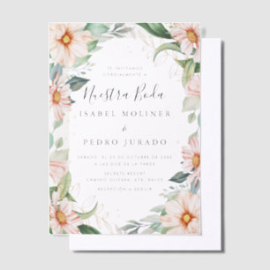 Invitations En Vélin Chic Eucalyptus Peach Roses Nuestra Boda Mariage
