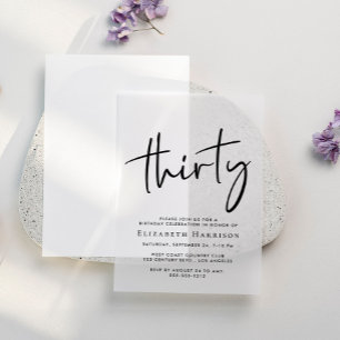 Invitations En Vélin Chic Script 30e fête d'anniversaire