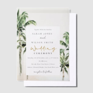 Invitations En Vélin Chic Tropical Beach Palm Trees Mariage aquarelle