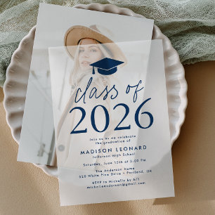 Invitations En Vélin Classe moderne de 2025 Marine Graduation Party