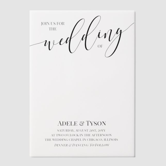 Invitations En Vélin Clear Space Rejoignez-nous Black Calligraphy Maria (Recto)