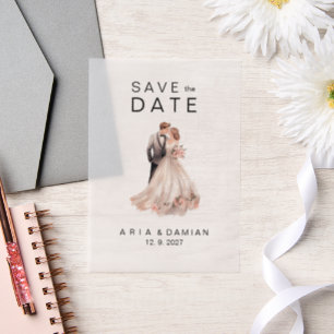 Invitations En Vélin Couple floral gris rose vif photo Enregistrer la d
