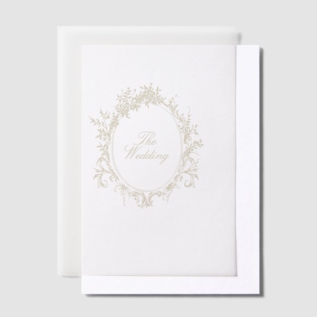 Invitations En Vélin Couronne Classique Beige La calligraphie Mariage (Compenser)