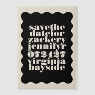 Invitations En Vélin Cream Black Modern Bold Wavy Frame Enregistrer La 