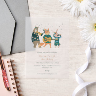 Invitations En Vélin Cute Animaux Musique Band Anniversaire