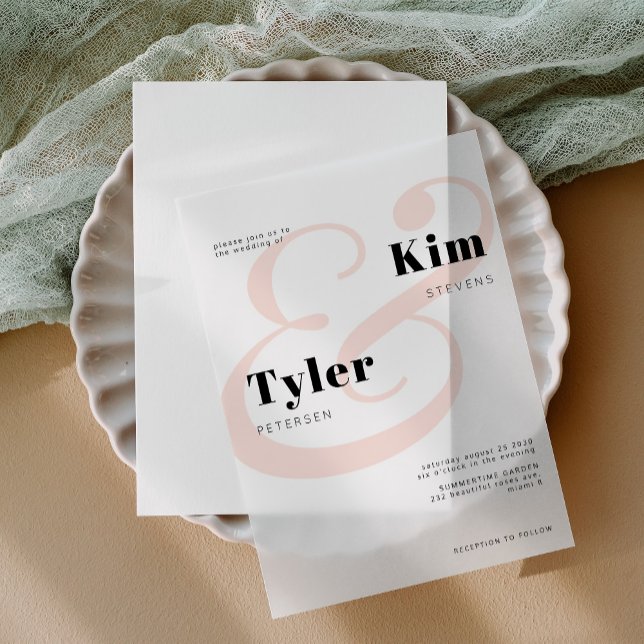 Invitations En Vélin Découpage de mariage de typographie moderne minima (Créateur téléchargé)