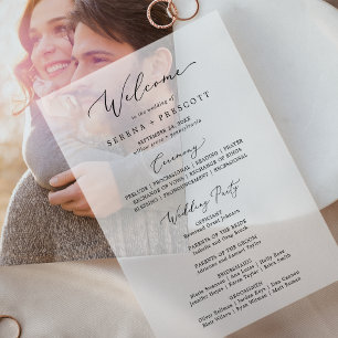 Invitations En Vélin Delicate Calligraphie Luxury Vellum Wedding Progra