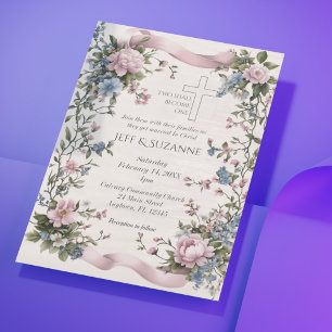 Invitations En Vélin Deux Élégants Deviennent Une Croix Florale De Ruba