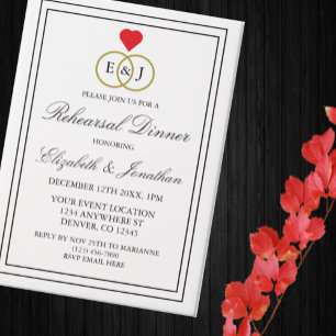 Invitations En Vélin Dîner de répétition des anneaux entrelacés