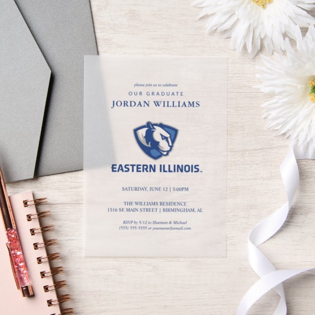 Invitations En Vélin Eastern Illinois Panthers Head and Wordmark Logo (Mariage)