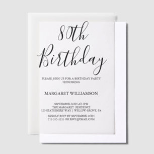 Invitations En Vélin Elégance moderne 80e anniversaire