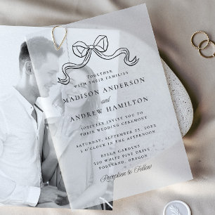 Invitations En Vélin Élégance Vintage Mariage Noir à Nœud Papillon