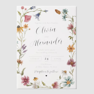 Invitations En Vélin Élégant Fleur sauvage Boho moderne Mariage
