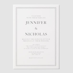 Invitations En Vélin Élégant Mariage Classique Noir Et Blanc