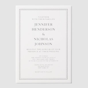 Invitations En Vélin Élégant Mariage Classique Noir Et Blanc